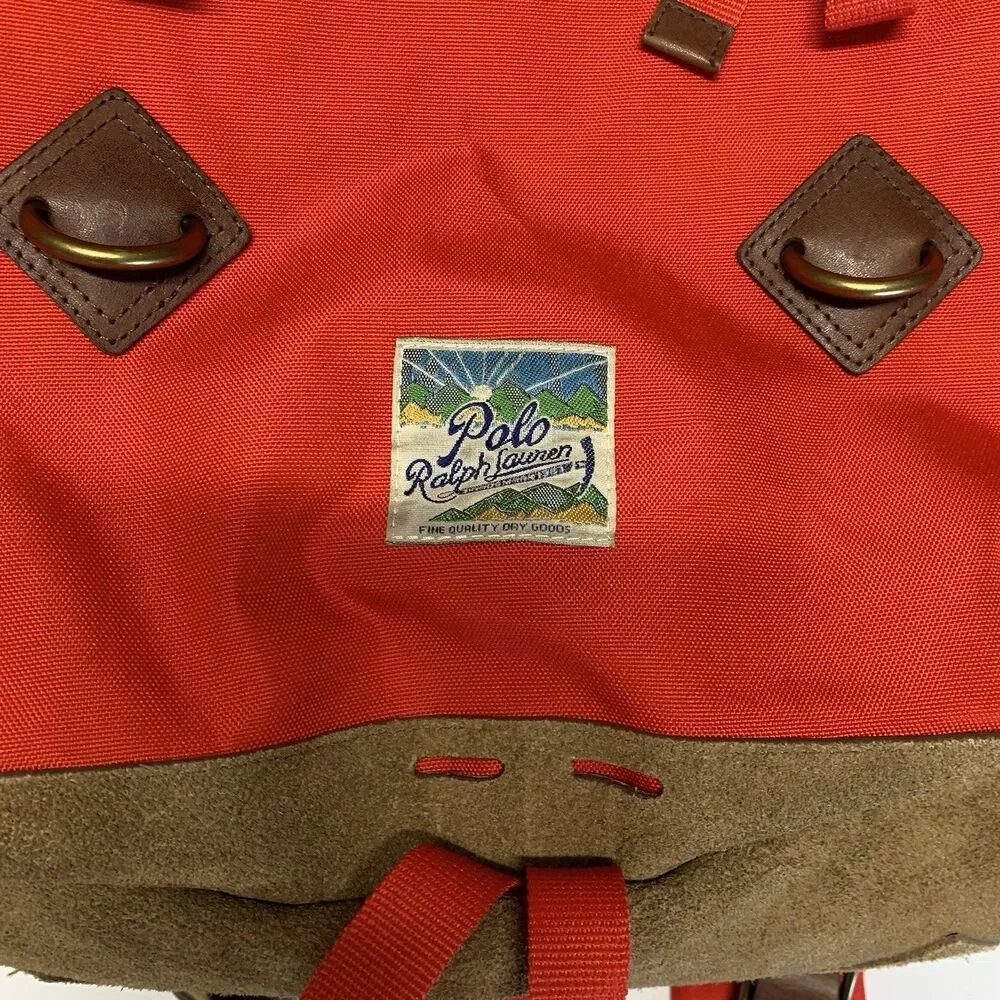 Polo Ralph Lauren Suede Trim Trail Red Backpack Nwt